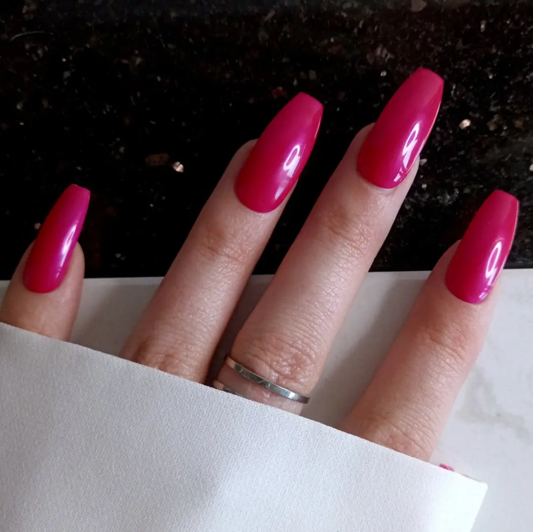 SD Press on Nails B219 Plaknagels Felroze XL Ballerina Coffin - 20 Stuks