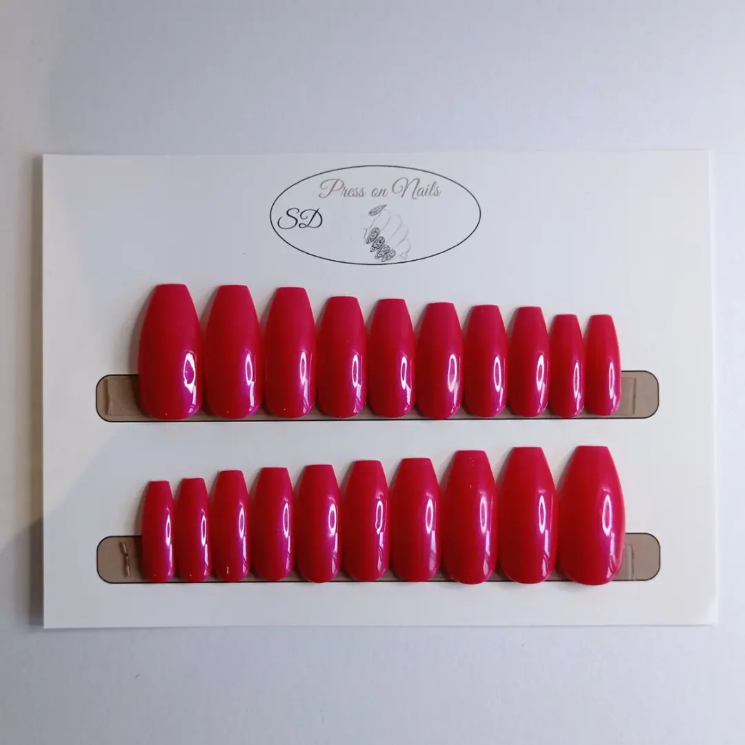 SD Press on Nails B219 Plaknagels Felroze XL Ballerina Coffin - 20 Stuks