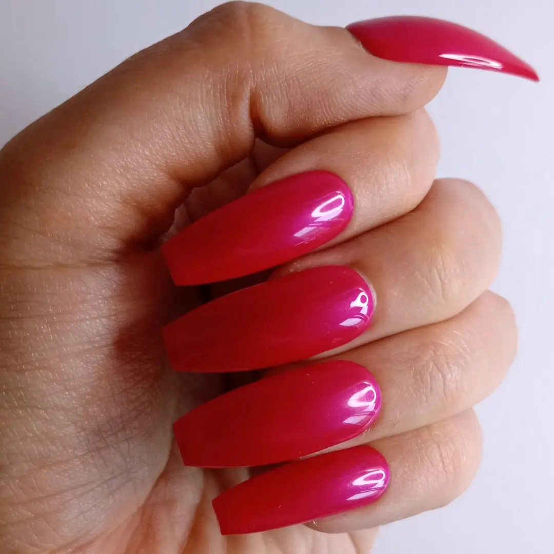 SD Press on Nails B219 Plaknagels Felroze XL Ballerina Coffin