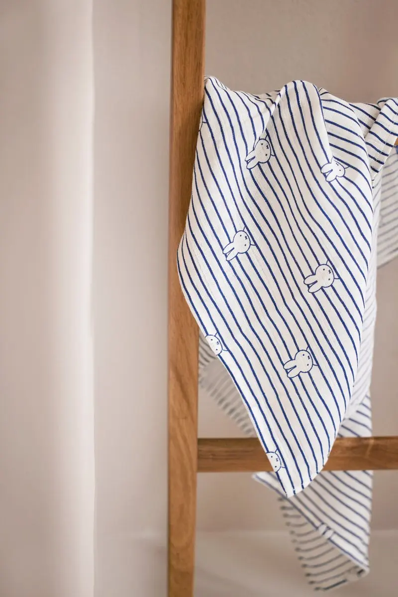 Jollein Hydrofiele Doek Small Miffy Stripe Navy - 70x70cm - 3 Stuks