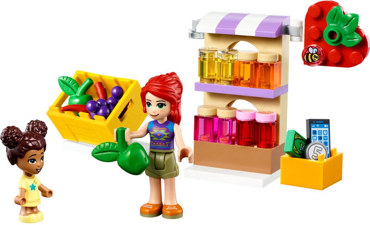 Lego Friends 30416 zakje met marktkraam + 2 mini figuren - biologische kraam of bakkerij winkel - Polybag