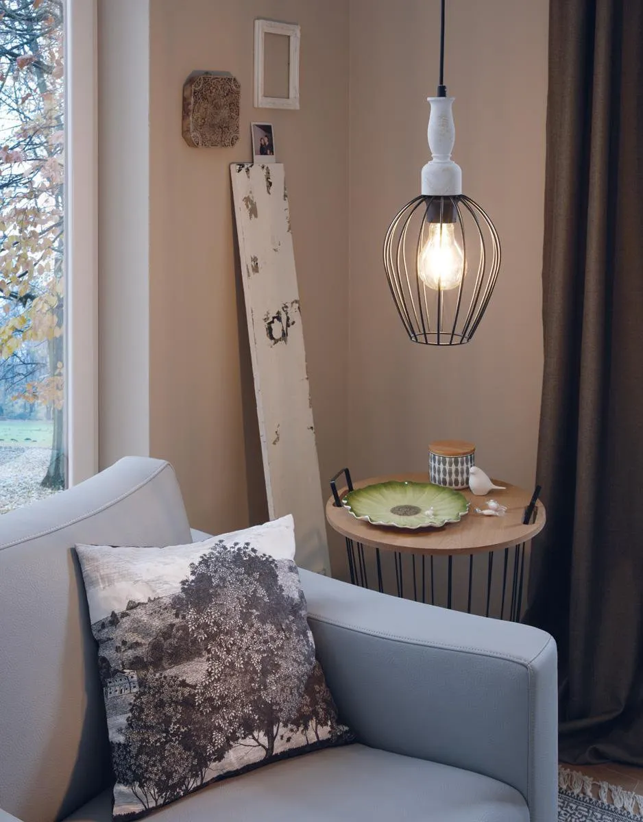 Eglo Vintage Norham Hanglamp - 1 Lichtpunt - Zwart/Bruin - afbeelding 6 van 6