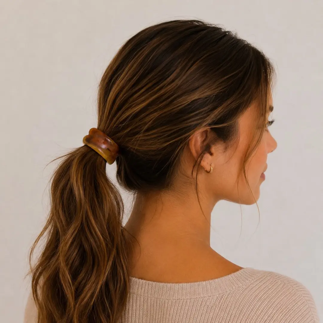 Haarsoires Cuff Haarringen 5cm - Glans Bruin - Kunststof