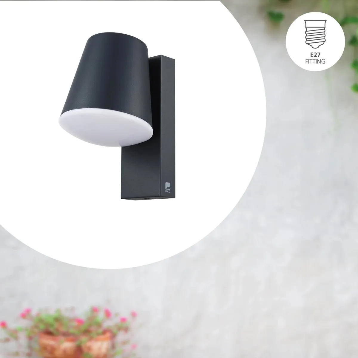 Eglo Caldiero Wandlamp Buiten E27 - 24cm Antraciet/Wit - afbeelding 6 van 6