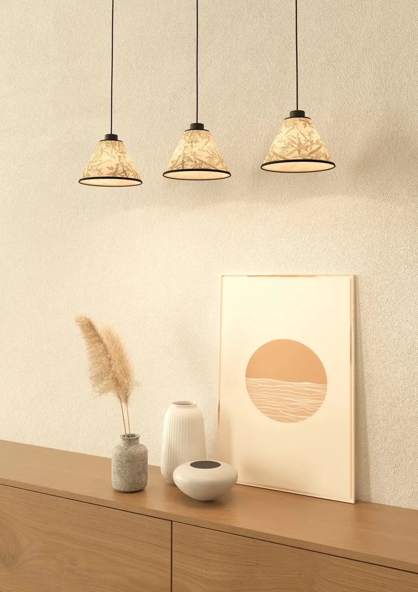 Eglo Oxpark Hanglamp E27 - 3 Lichtpunten - Zwart/Bruin/Crème