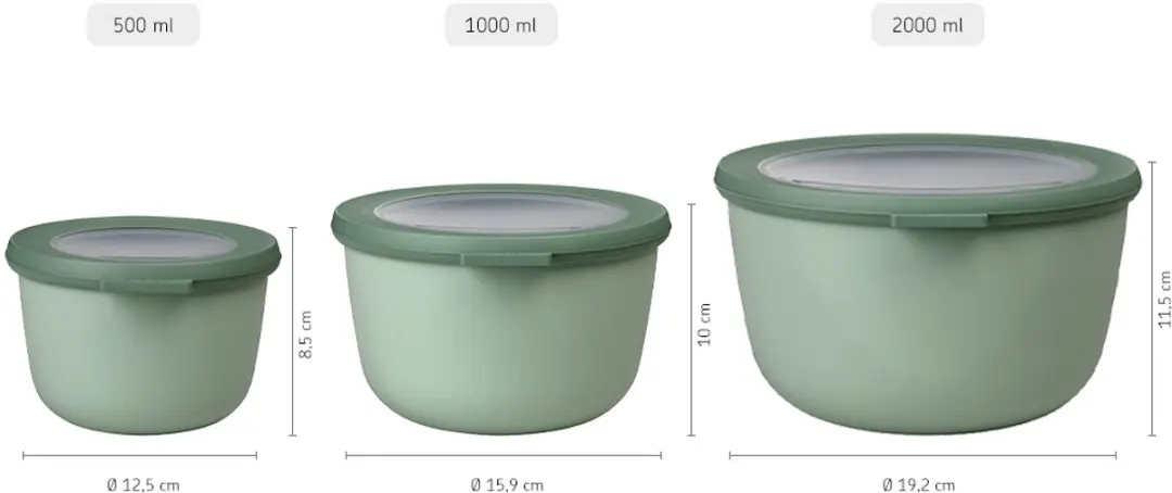 Mepal Cirqula Vershouddoosset 3-delig - 500/1000/2000ml - Nordic Sage