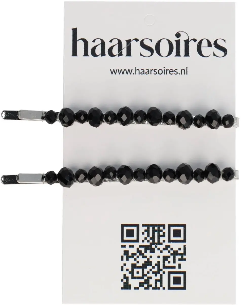 Haarsoires Schuifspeldjes 7cm - Zwart - Facetkralen - 2 Stuks