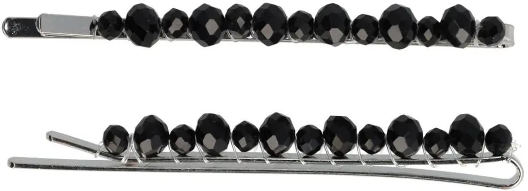 Haarsoires Schuifspeldjes 7cm - Zwart - Facetkralen - 2 Stuks