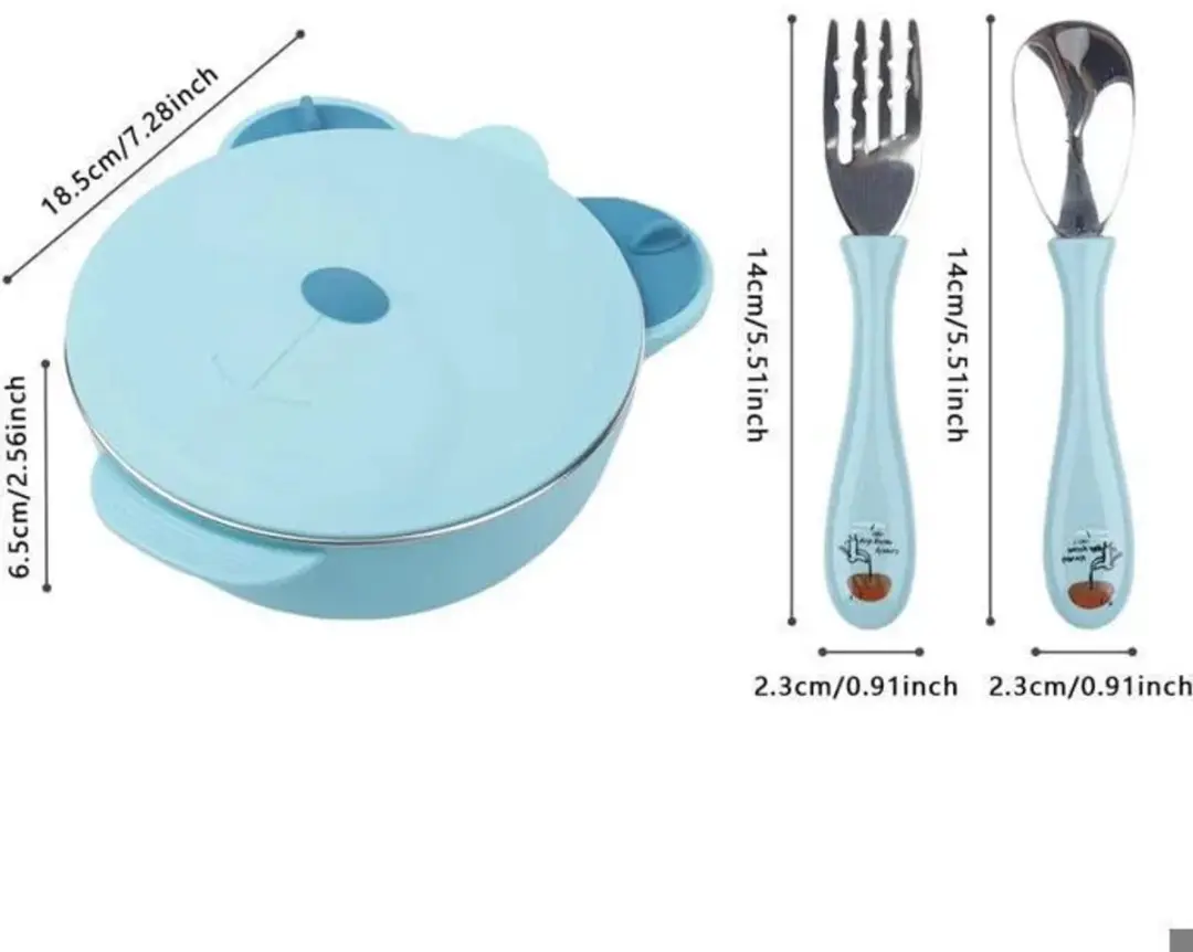 ECTEATOY RVS Babybord met Zuignap - Blauw