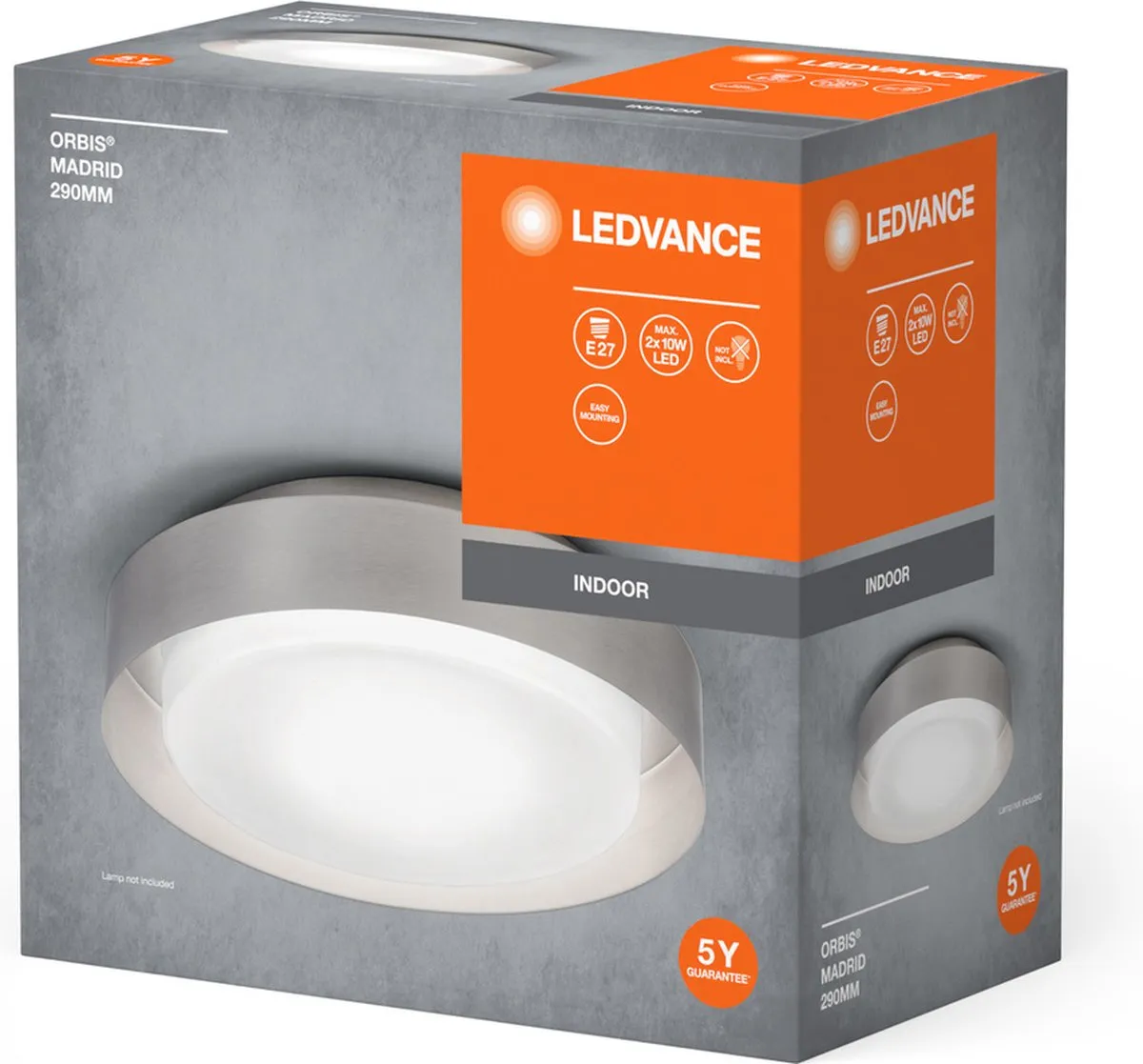 LEDVANCE Orbis Madrid Plafondlamp 2xE27 - Nikkel