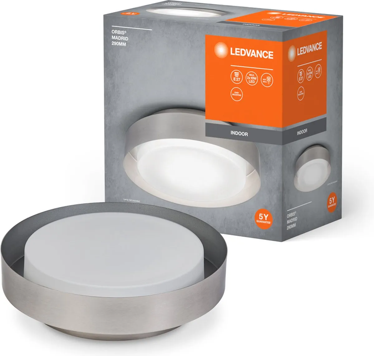 LEDVANCE Orbis Madrid Plafondlamp 2xE27 - Nikkel