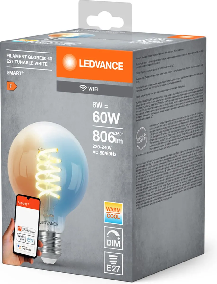 LEDVANCE SMART+ WIFI E27 8W 806lm - 4 Stuks