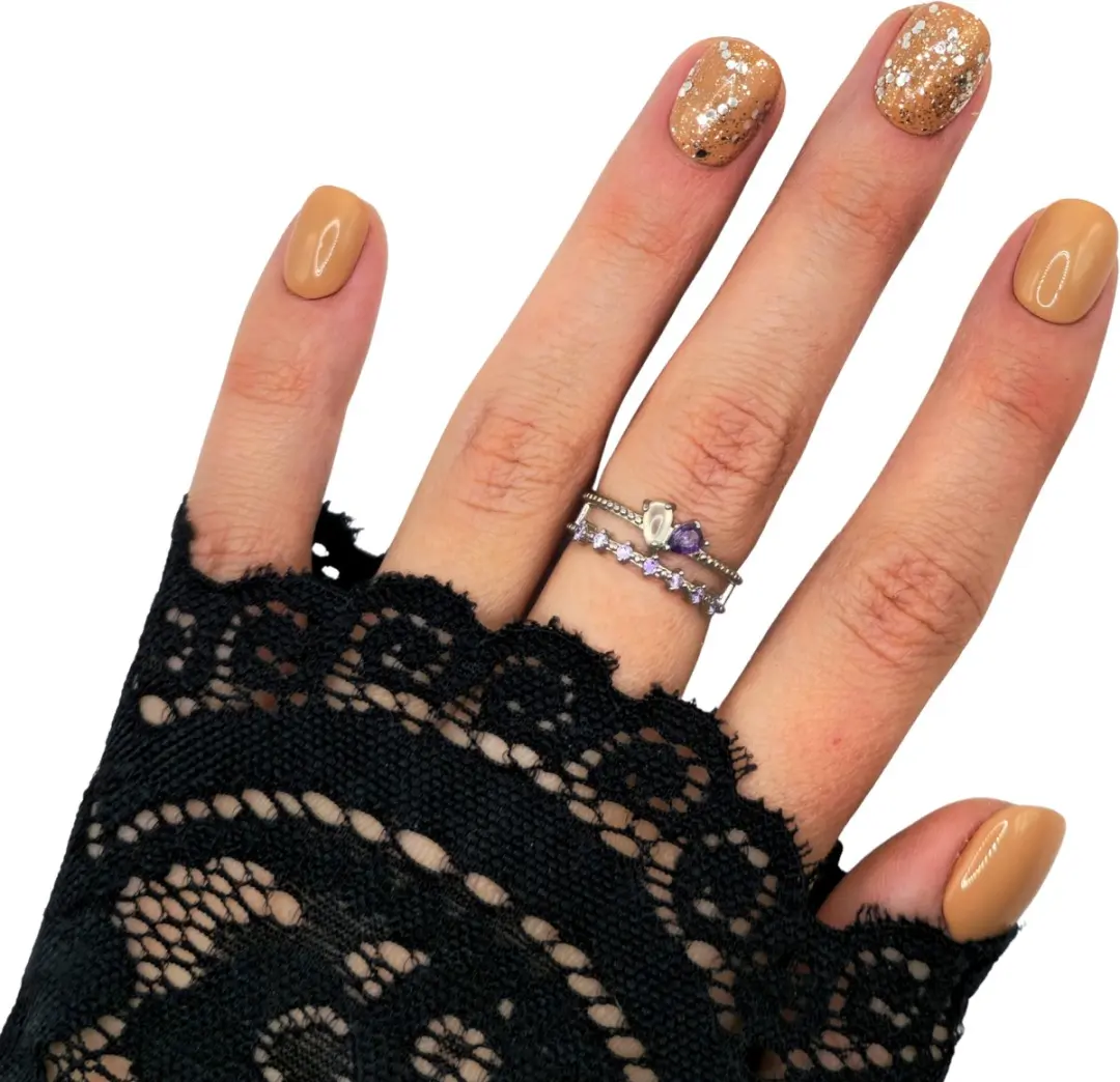 SD Press on Nails B-23 Plaknagels - Nude Glitter - 20 Stuks