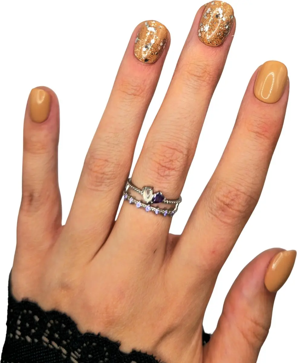 SD Press on Nails B-23 Plaknagels - Nude Glitter - 20 Stuks