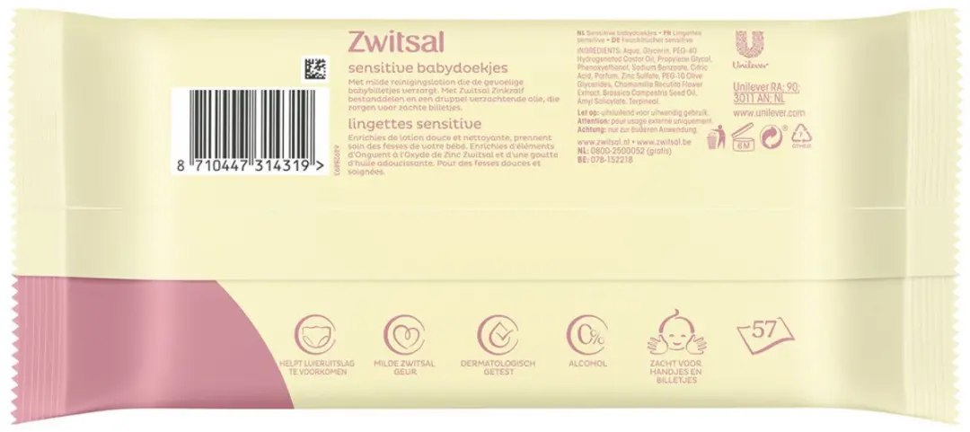 Zwitsal Sensitive Billendoekjes 228 Stuks
