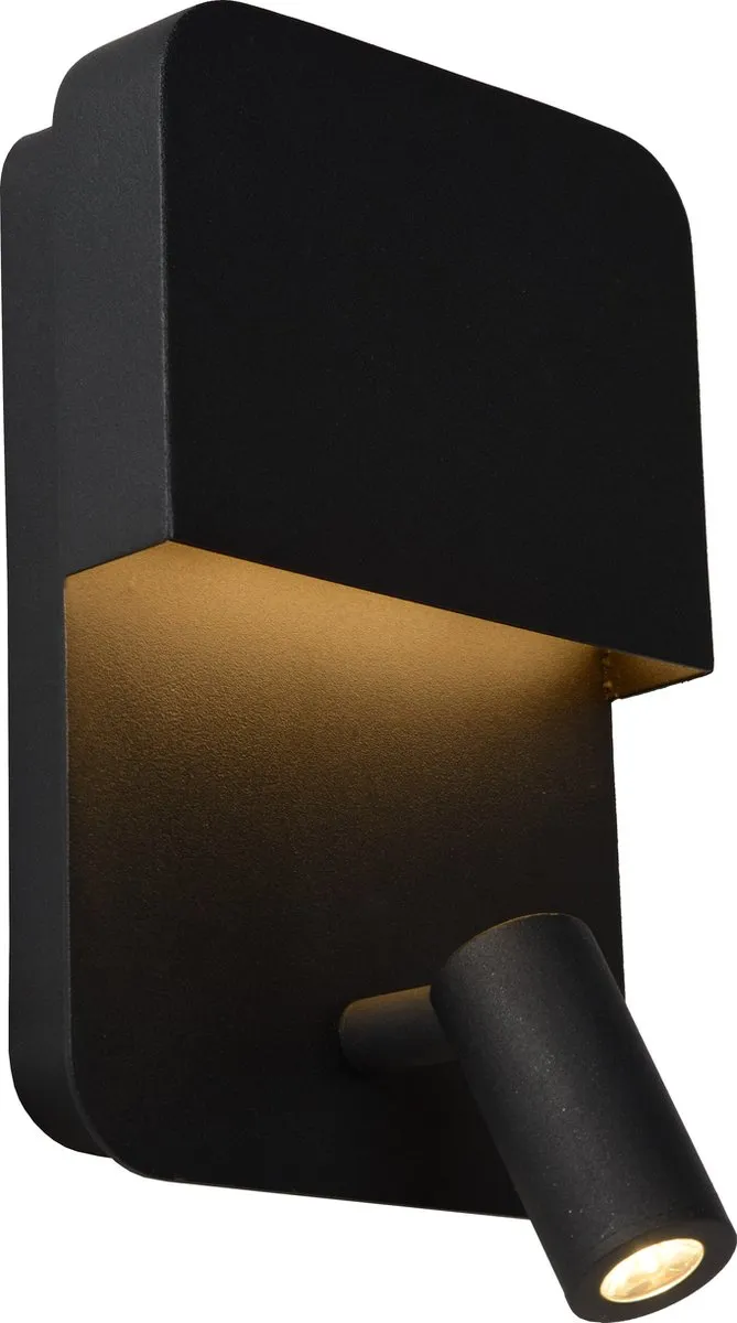 Lucide Boxer LED Bedlamp/Wandlamp 3000K - Zwart