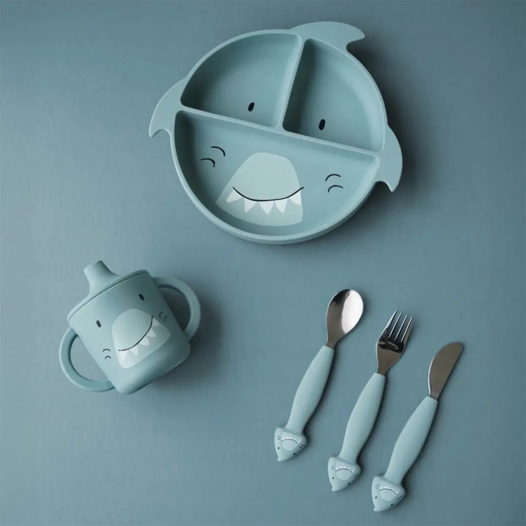 Trixie Baby Bestek Mr Shark Eetset - 3 Stuks - Siliconen