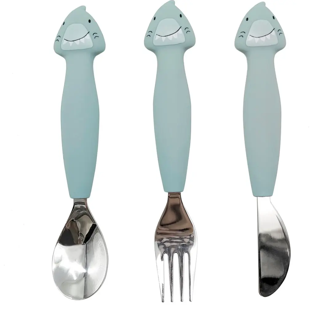 Trixie Baby Bestek Mr Shark Eetset - 3 Stuks - Siliconen