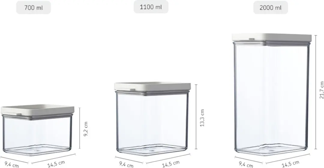 Mepal Omnia Bewaardoosset 5-delig - 2x 700ml, 2x 1100ml, 2000ml - Nordic white