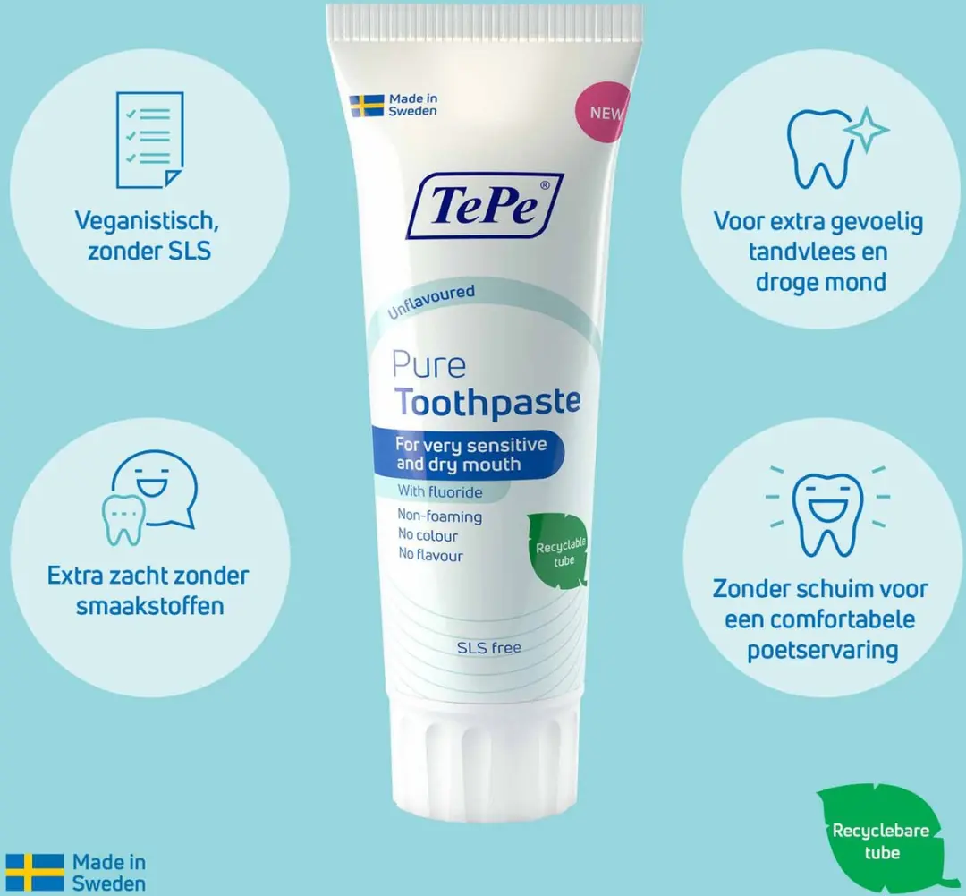TePe Pure Tandpasta Ongearomatiseerd 75ml