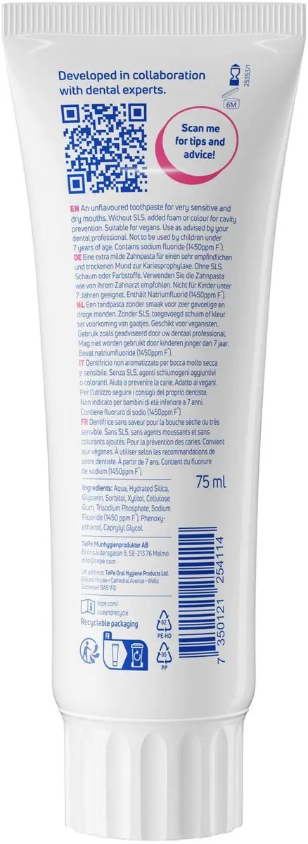TePe Pure Tandpasta Ongearomatiseerd 75ml