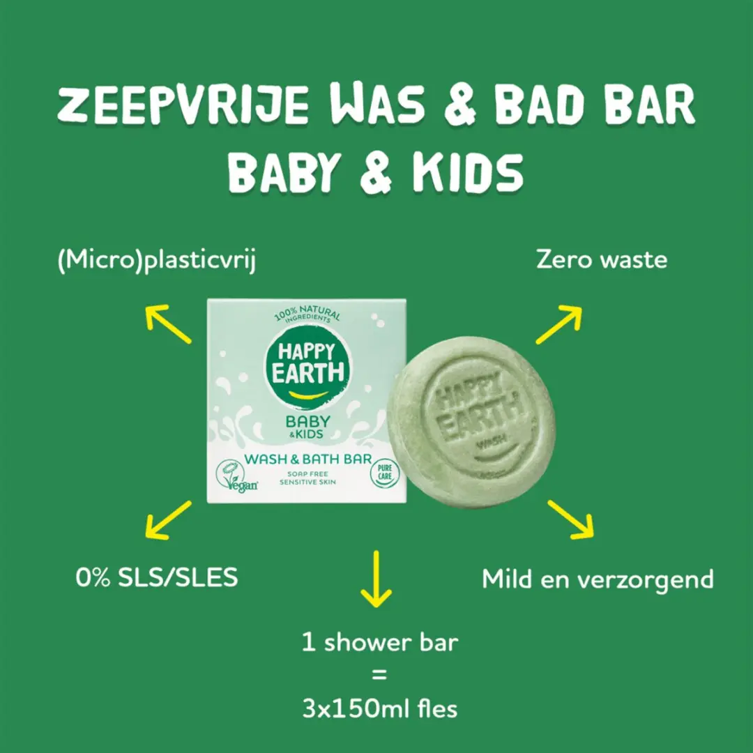 Happy Earth Baby & Kids Was- en Badbar 50g