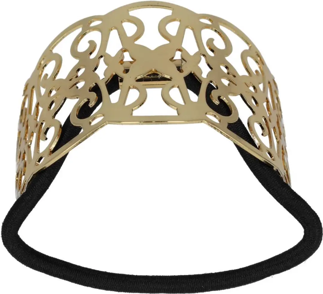 Haarsoires Haarelastiek Cuff 6cm - Zwart/Goud