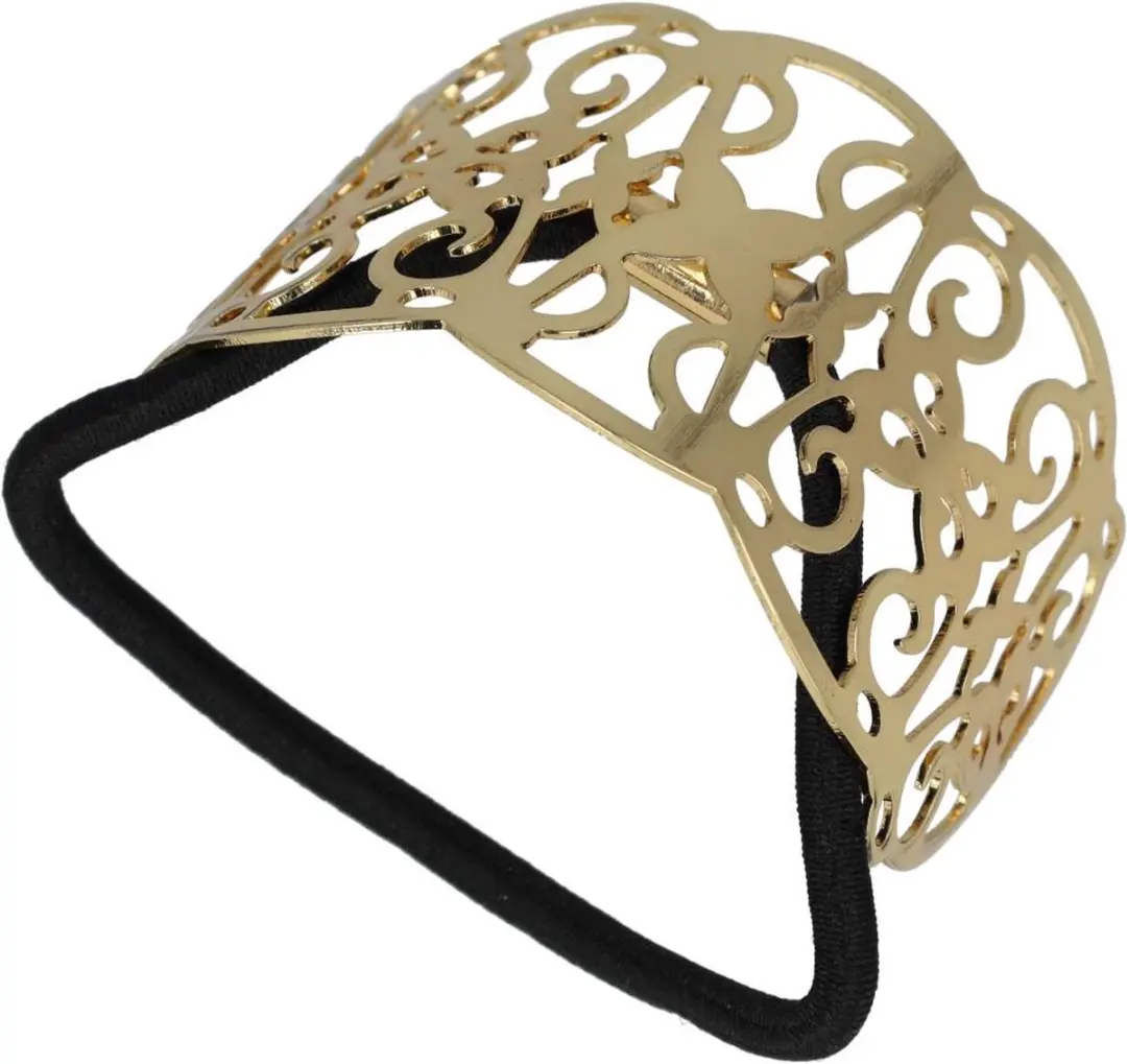 Haarsoires Haarelastiek Cuff 6cm - Zwart/Goud