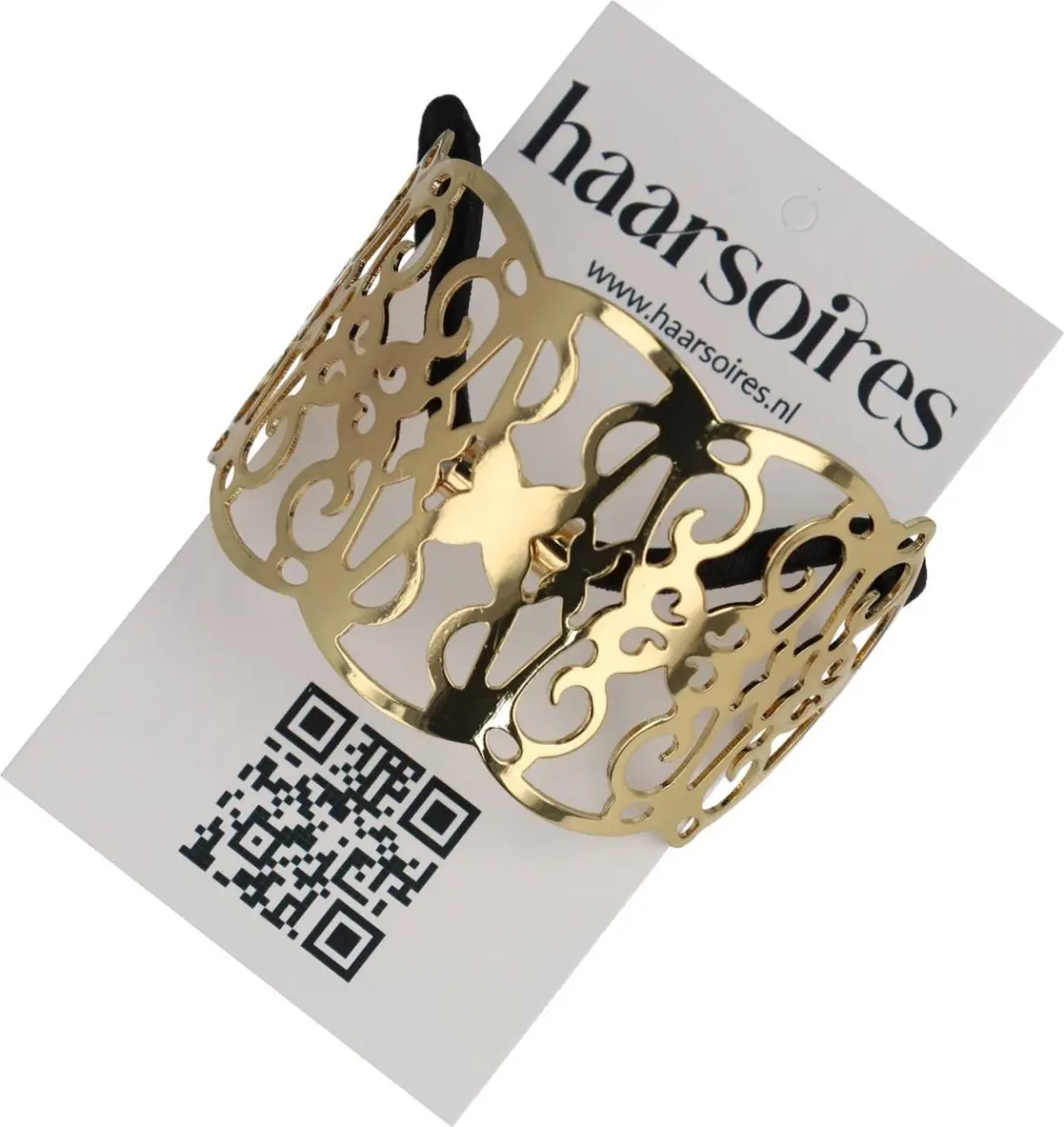 Haarsoires Haarelastiek Cuff 6cm - Zwart/Goud