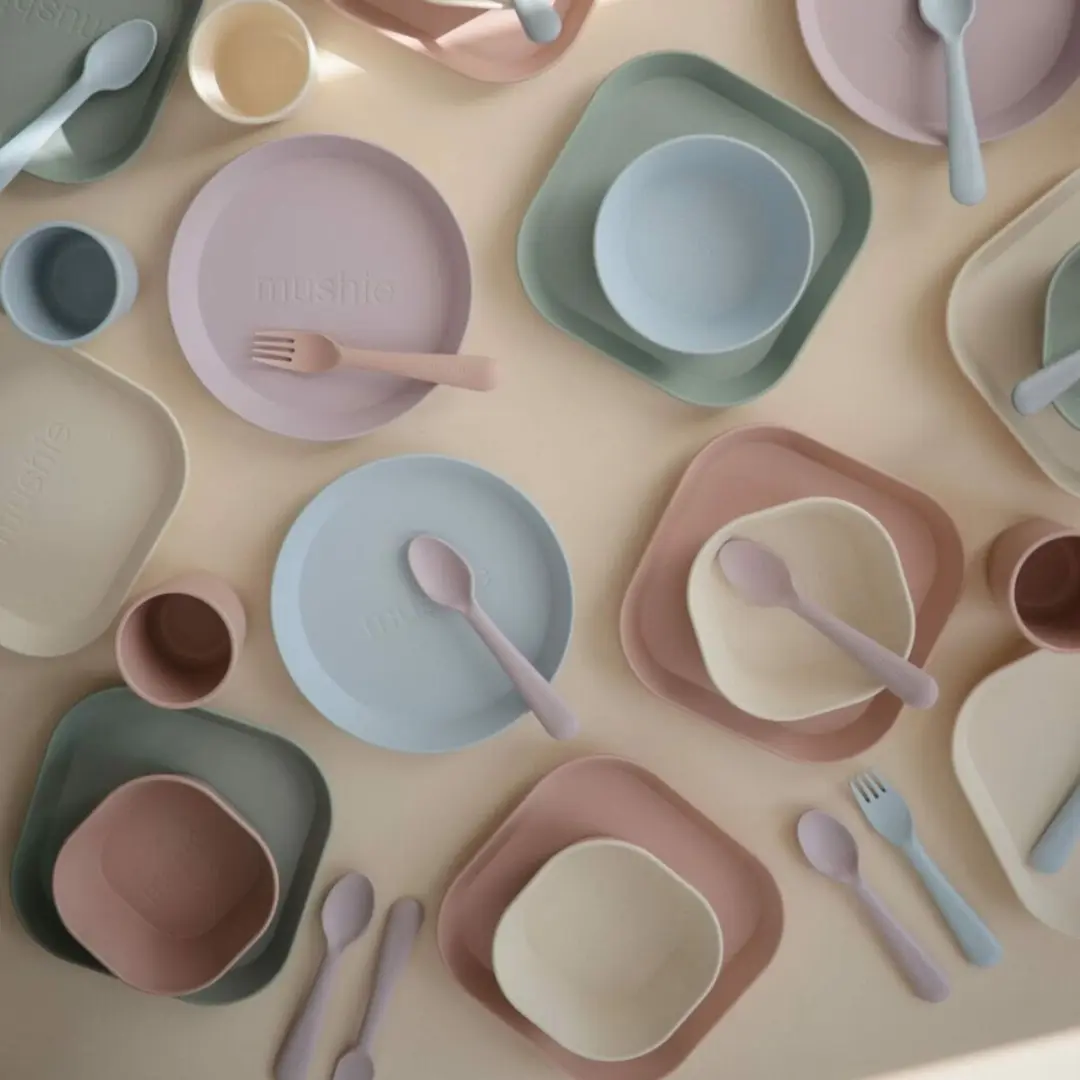 Mushie Kinderservies Set - 1 Bord - 6+ maanden - Powder Blue