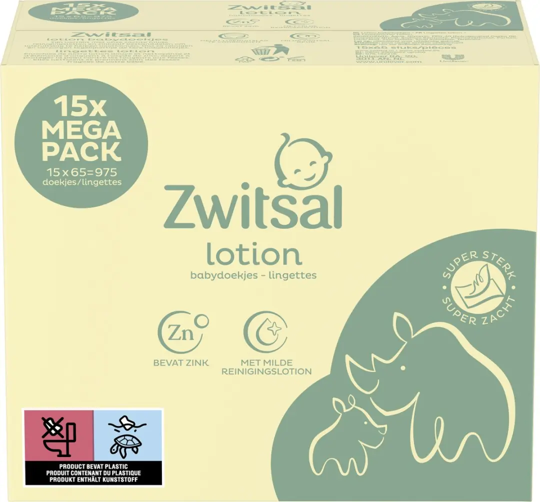Zwitsal Lotion Billendoekjes 975 Stuks (15x65)