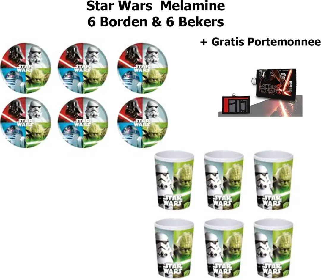 Disney Star Wars Kinderservies Melamine - 6 Personen - Bruin