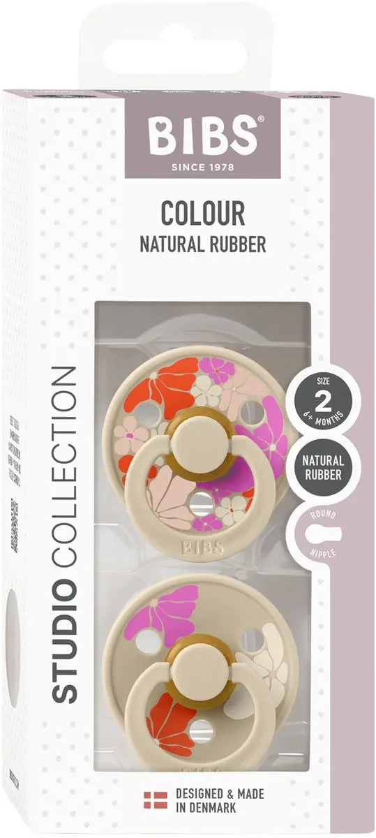 BIBS Studio Morning Bloom Fopspeen - 2 Stuks - Vanilla