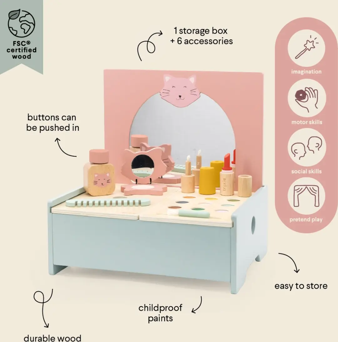 Trixie Houten Make-up Tafel AllAnimals - Roze