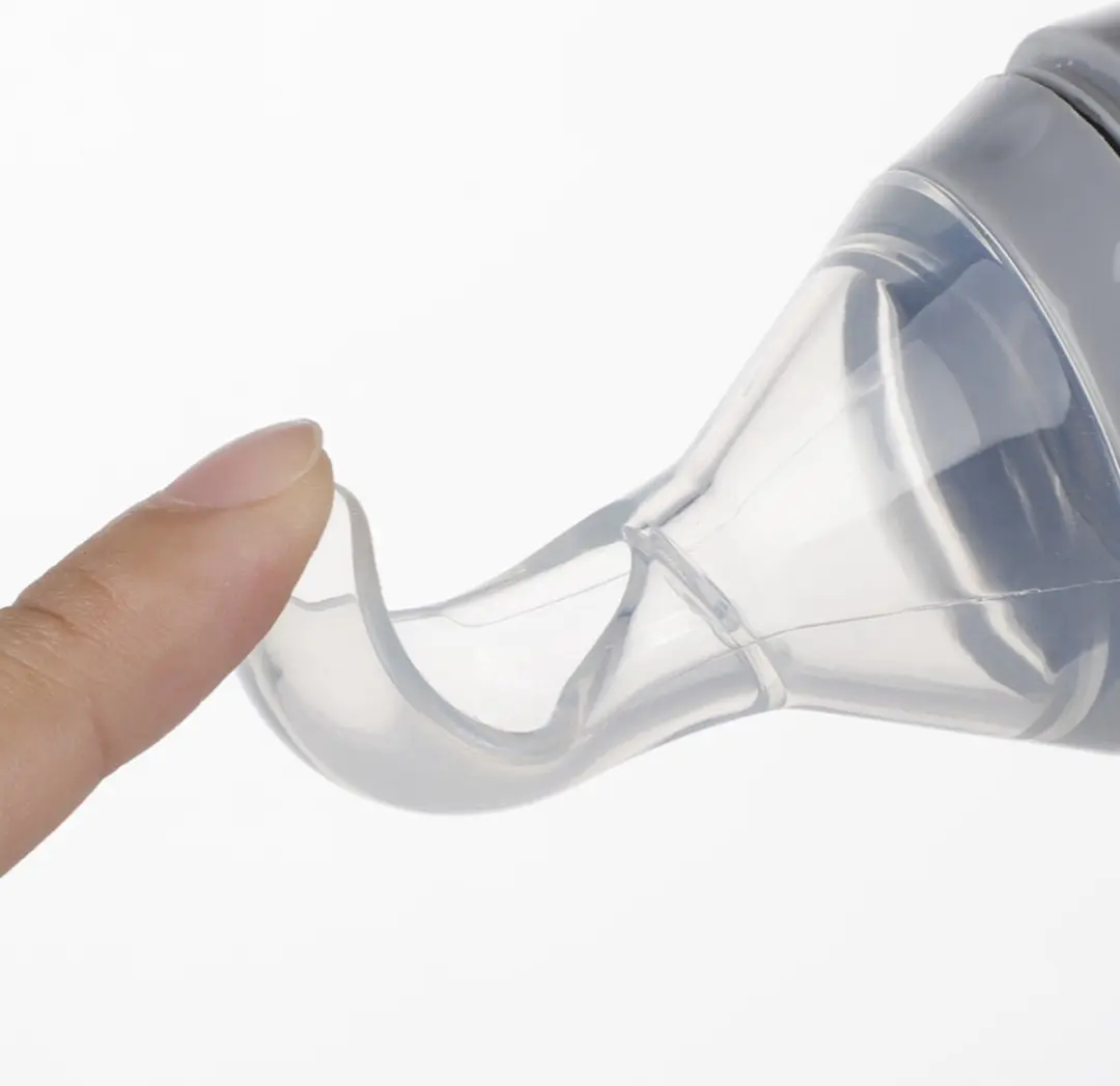 Haakaa Siliconen Lepel met Bakje - Grijs