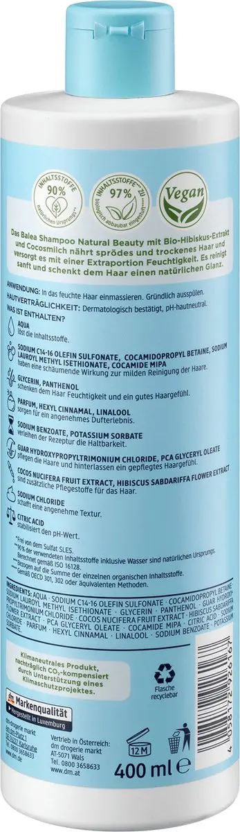 Balea Natural Beauty Shampoo Droog Haar 400ml - Hydraterend