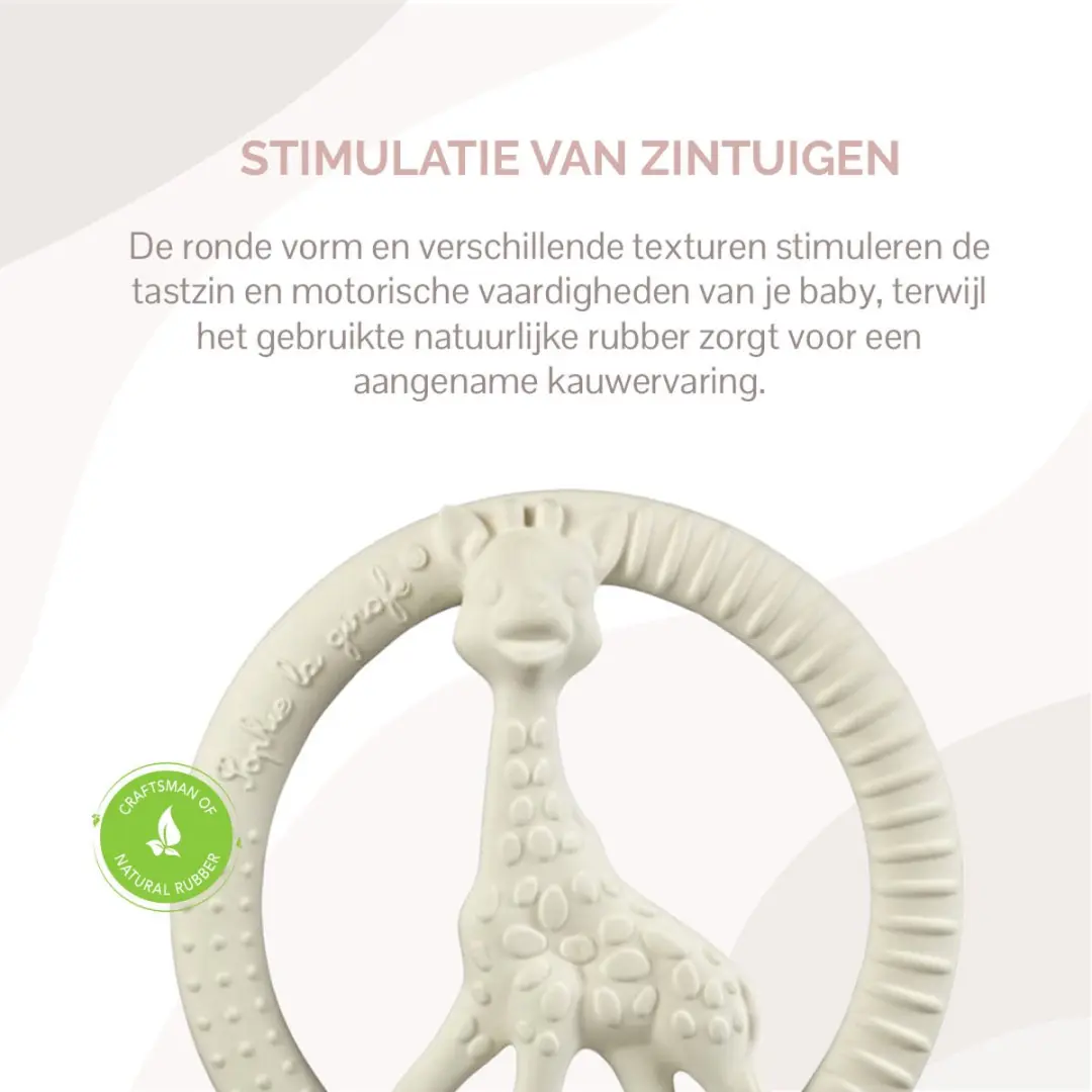 Sophie de Giraf So'Pure Bijtring - 100% Natuurlijk Rubber - Ø8cm - Wit