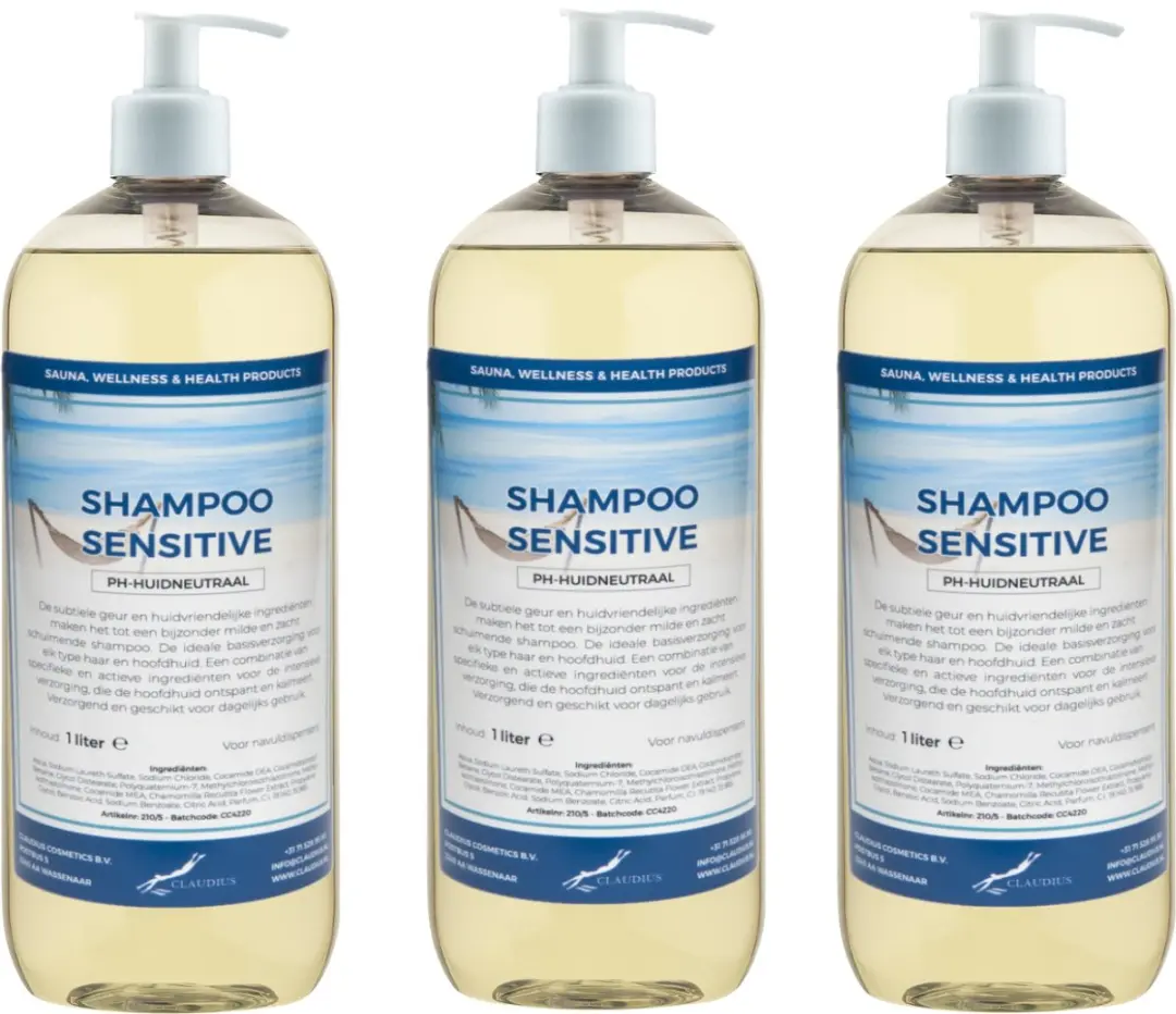 Splashbox Cosmetics Sensitive Care Shampoo 1L - 3 Stuks