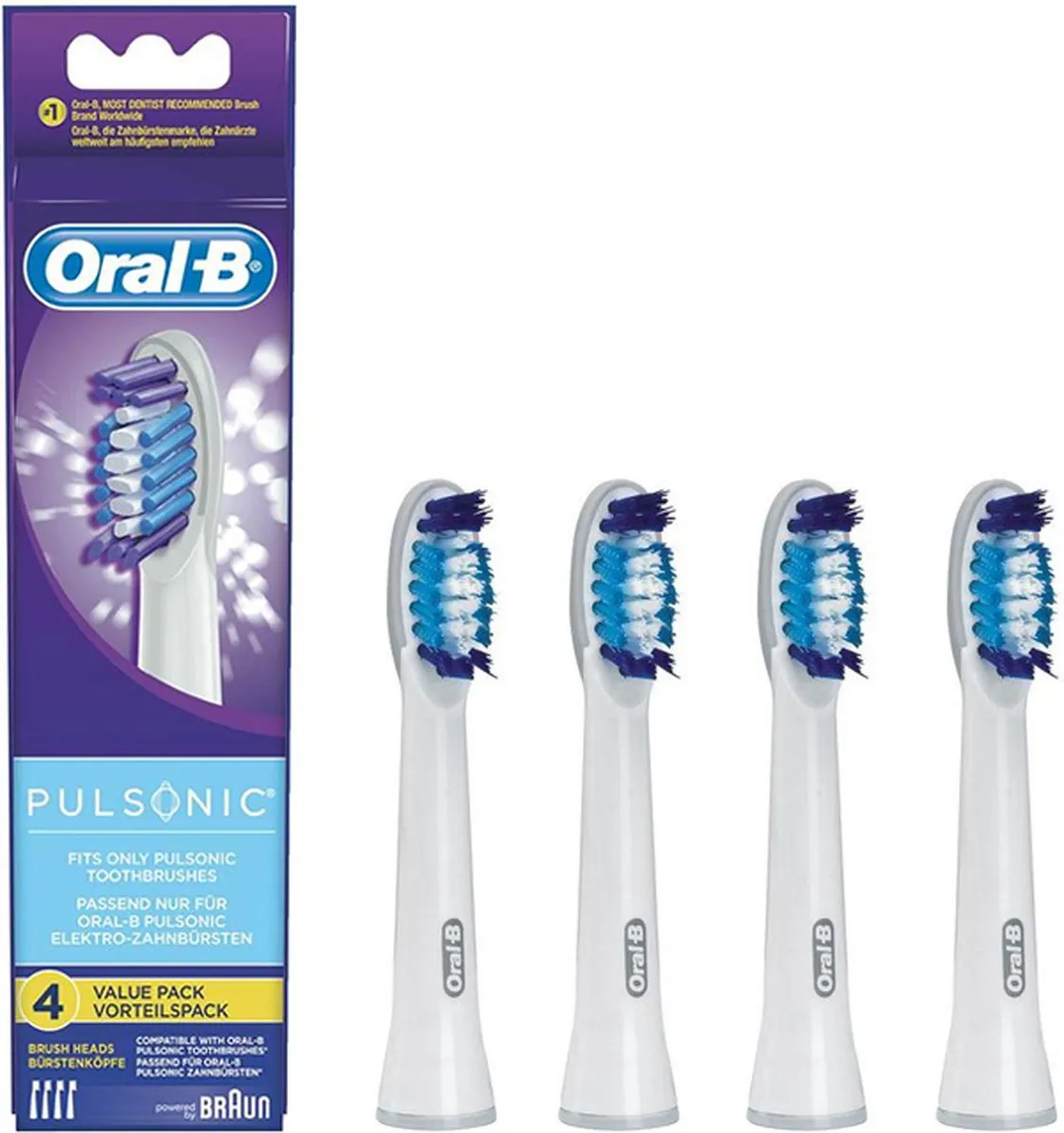 Oral-B Pulsonic SR32-4 Opzetborstels - 4 Stuks - Wit