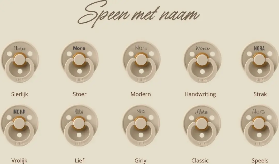 BIBS Spenen met Naam 0-6m - 3 Stuks Mushroom/Breeze/Baby Blue + BolleToet Speenzakje