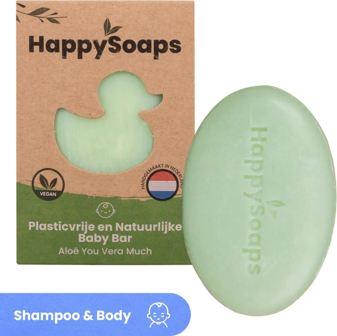 HappySoaps Baby & Kids Shampoo & Body Wash Bar Aloë Vera 80g