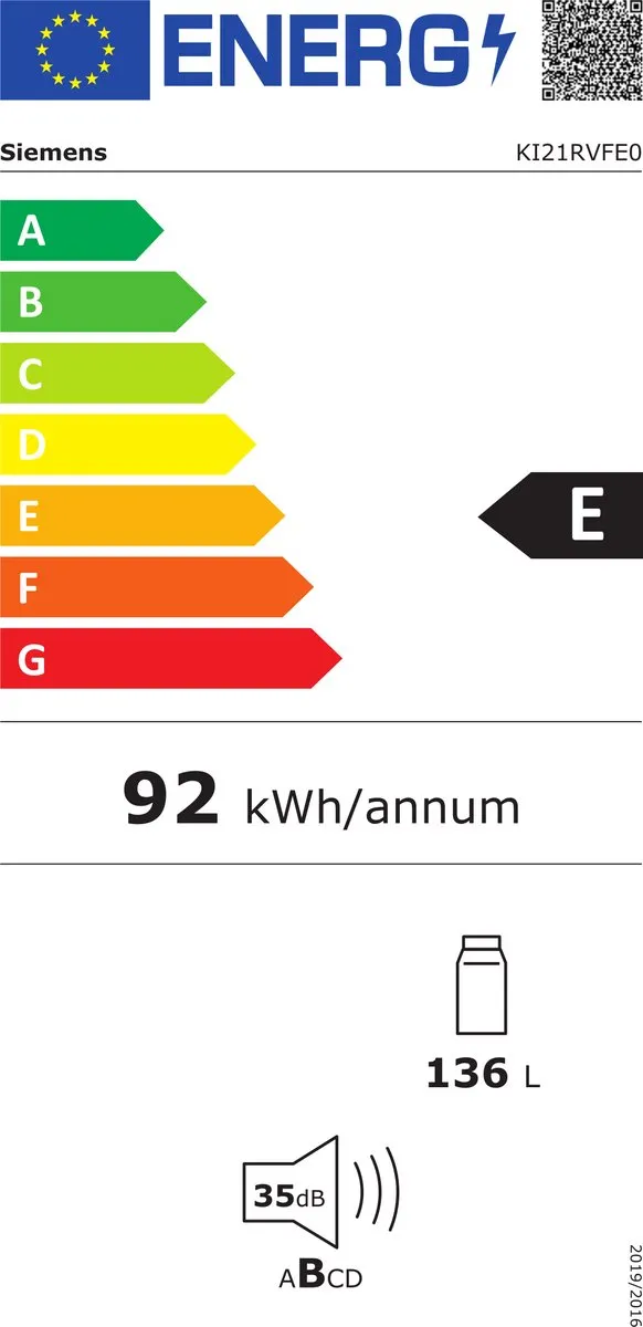Siemens iQ300 KI21RVFE0 Inbouwkoelkast 136L