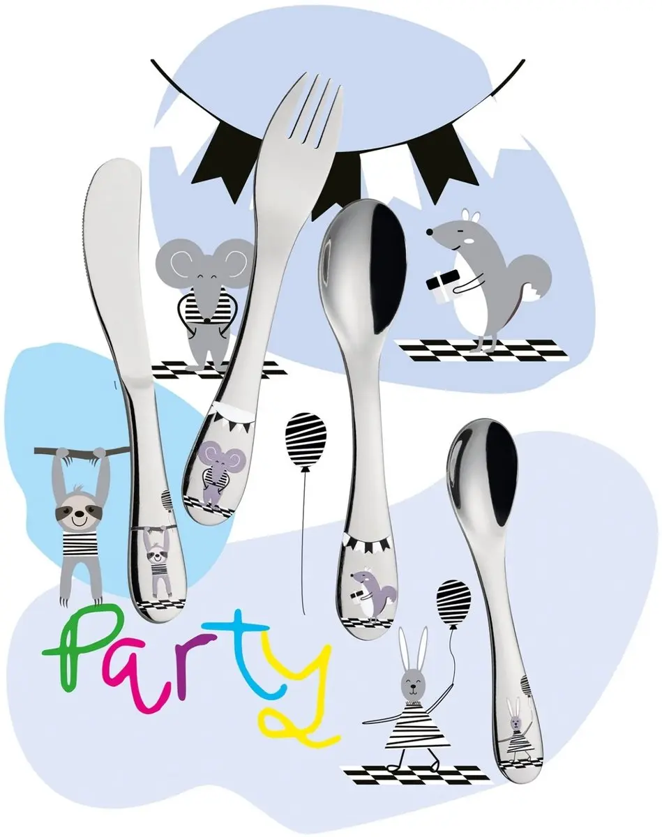 Cilio Kinderbestek Party 4-delig - 4 Stuks - Meerkleurig