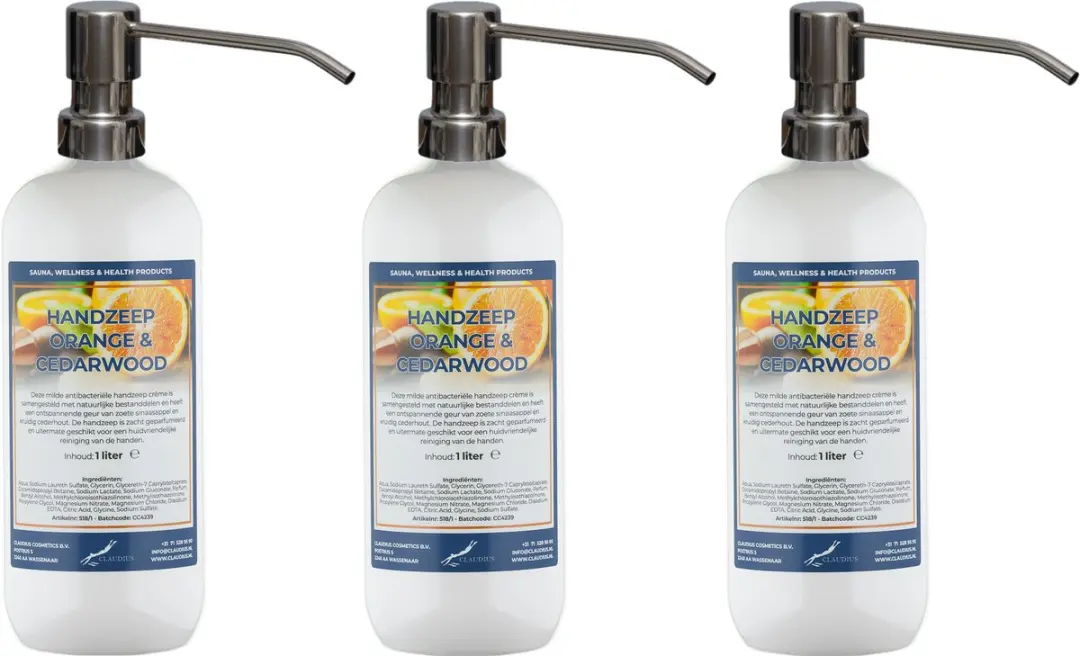 Splashbox Cosmetics Handzeep Sweet Orange & Cedarwood 1L - 3 Stuks