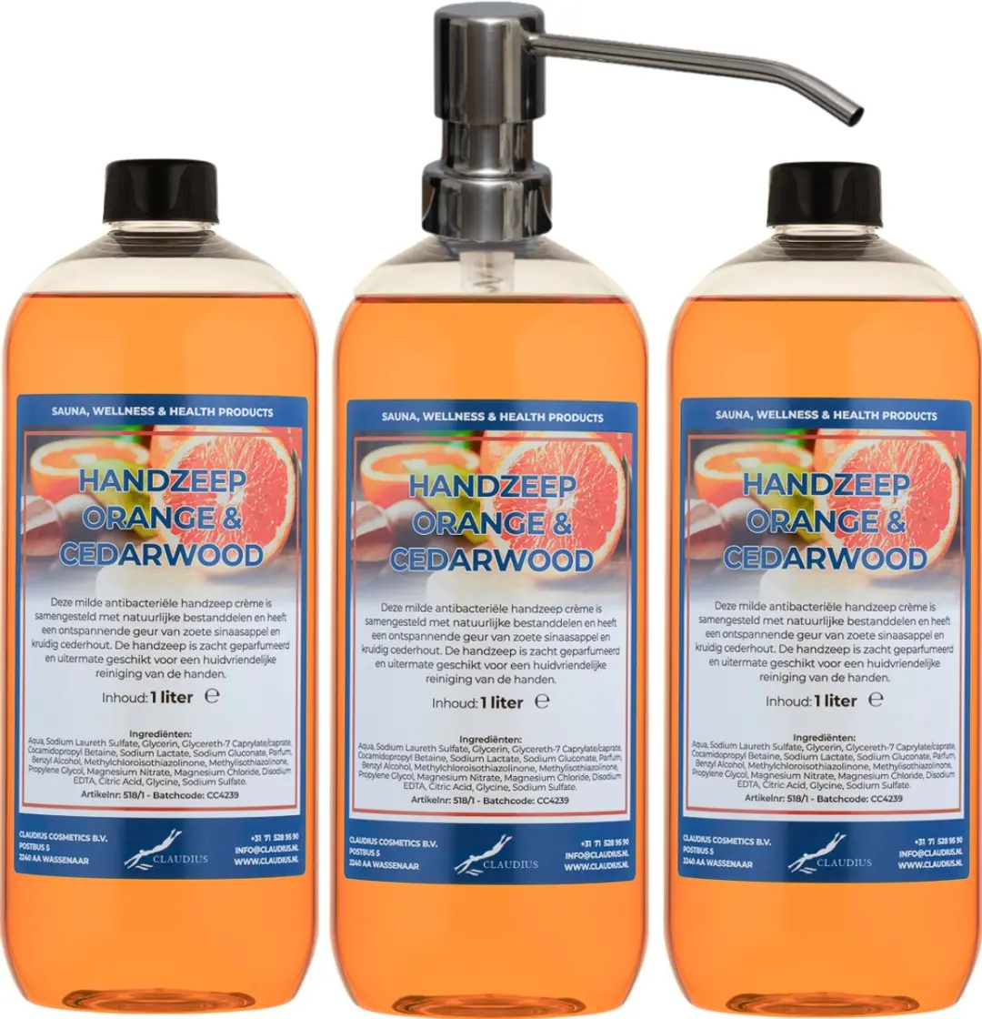 Splashbox Cosmetics Handzeep Sweet Orange & Cedarwood 1L - 3 Stuks