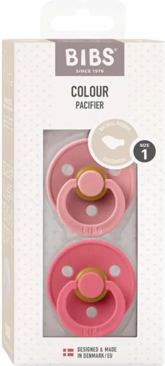 BIBS Colour Anatomische Speen 2 Stuks - Maat 1 (0-6m) - Dusty Pink/Coral - afbeelding 6 van 6