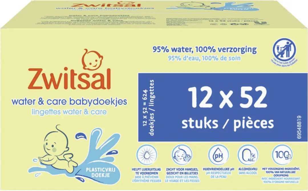 Zwitsal Billendoekjes Water & Care - 1872 Stuks