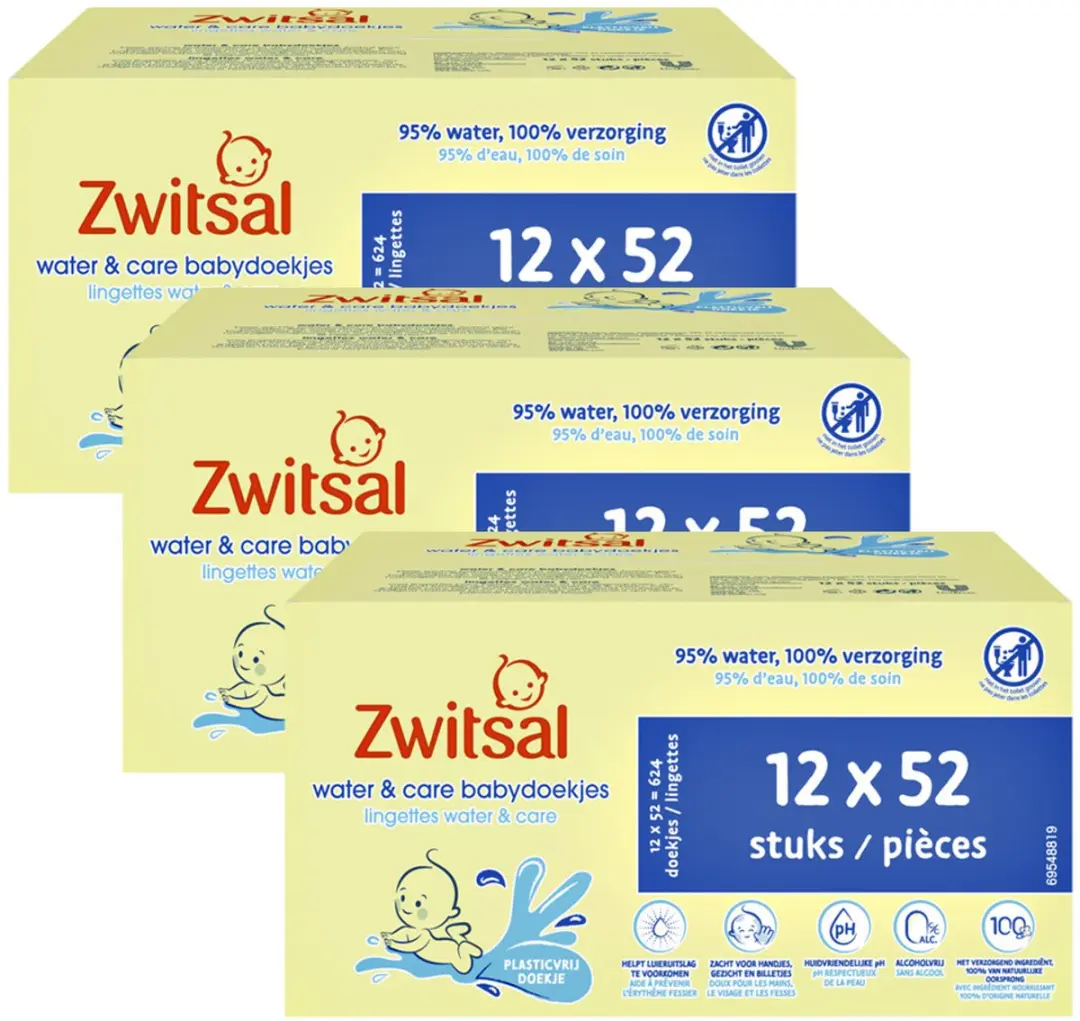Zwitsal Billendoekjes Water & Care - 1872 Stuks