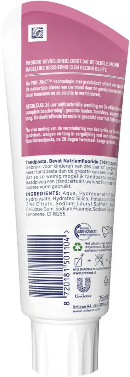 Prodent Tandpasta Gevoeligheid Pro-Zinc 75ml