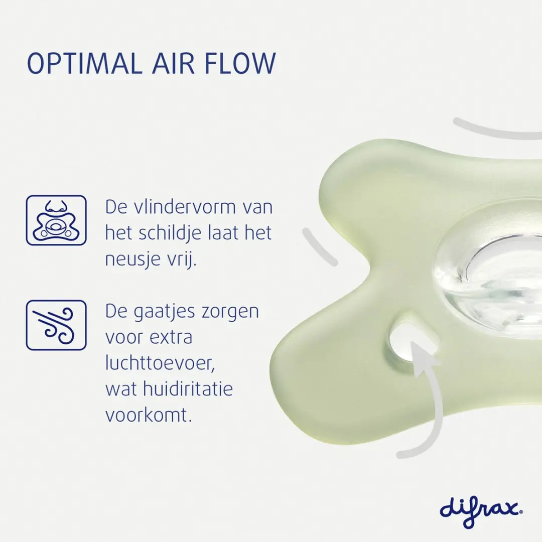 Difrax Fopspeen Natural Siliconen 6-12 maanden - Grijs/Steen - 2 Stuks